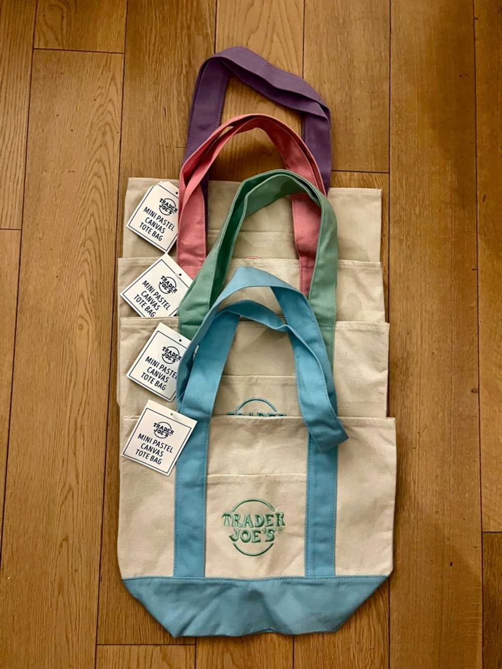 Trader Joe’s Mini Pastel Canvas Tote Bags - Set of 4! 💕
